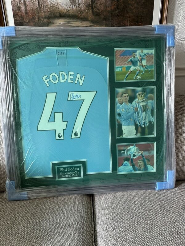 Manchester City Phil Foden Hand Signed Framed Shirt With COA Bid Fr £250.00 for sale on Ebay