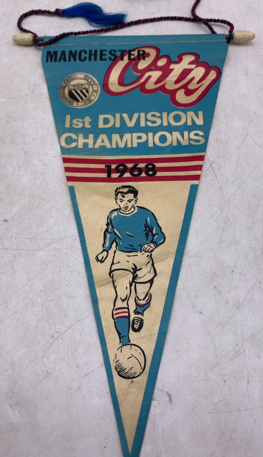 VINTAGE Football Manchester City FC 1968 1st Division Champions Millar Pennant for sale on Ebay