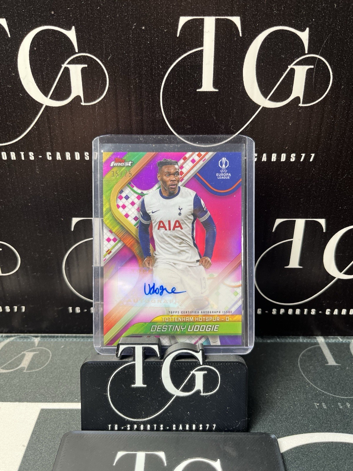 2024/25 Topps Finest Pink Auto /75 Destiny Udogie Tottenham Hotspur for sale on Ebay