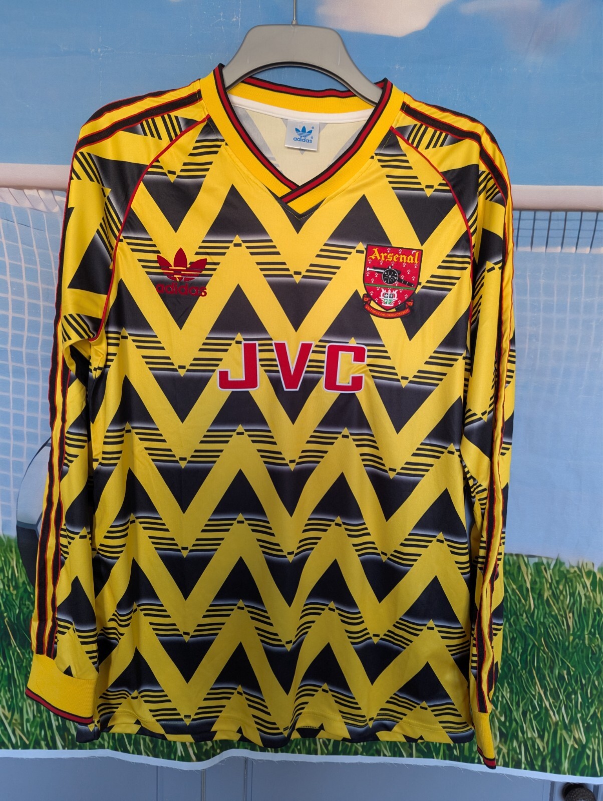 Arsenal football shirt Bruised Banana away 1991 1992 1993 LONG SLEEVE LARGE 44