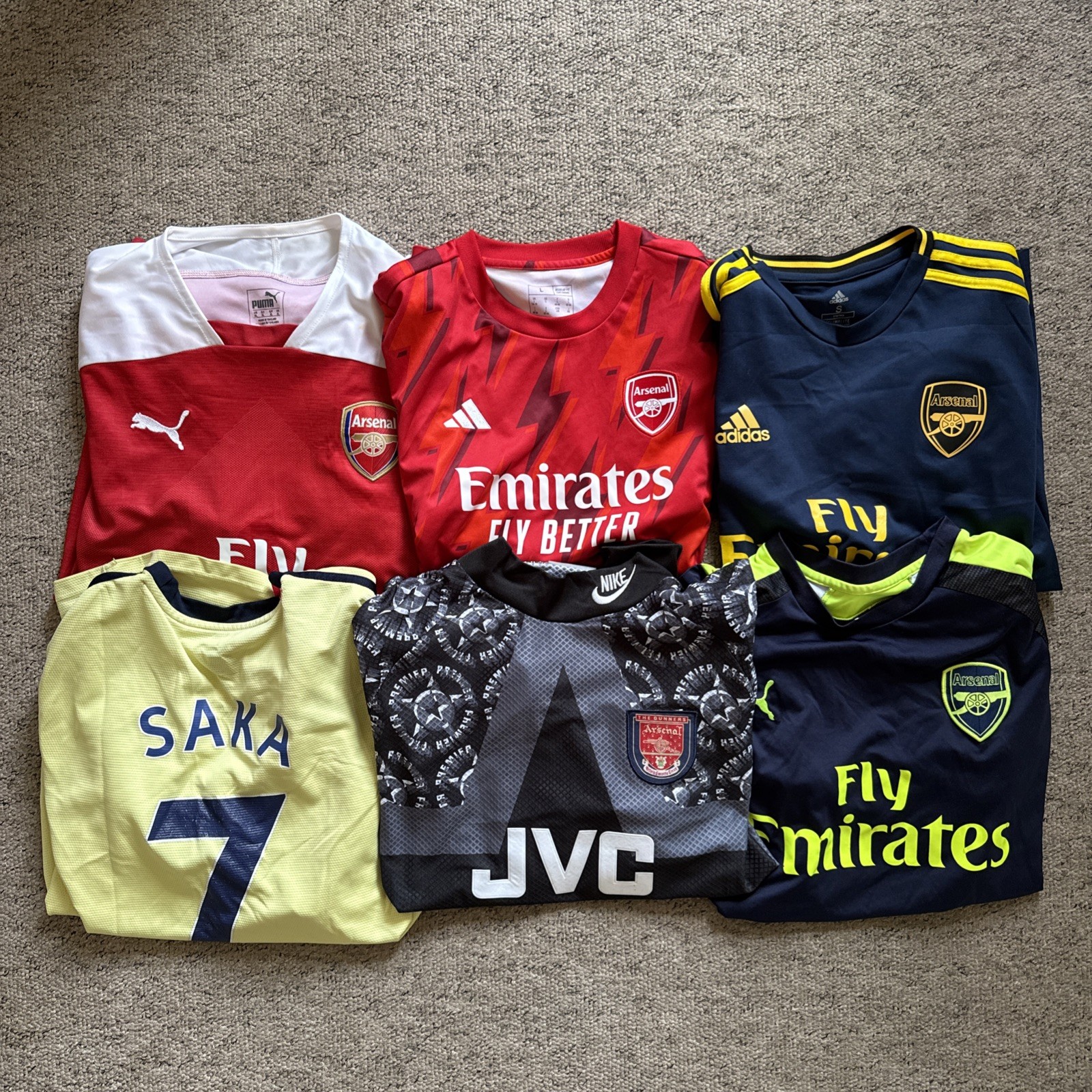 6x Arsenal Football Shirt Bundle All Replicas Adults Sizes for sale on Ebay