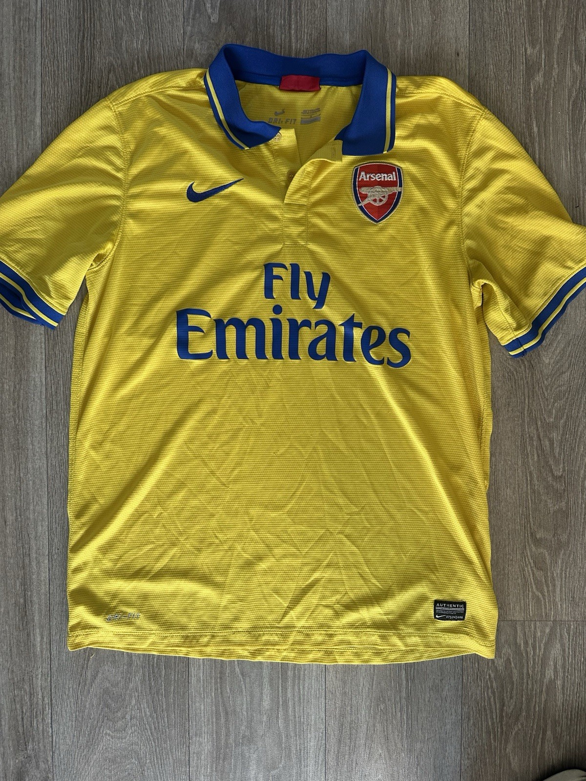Yellow Men’s Nike Arsenal 2013/2014 Away Shirt, UK Large for sale on Ebay