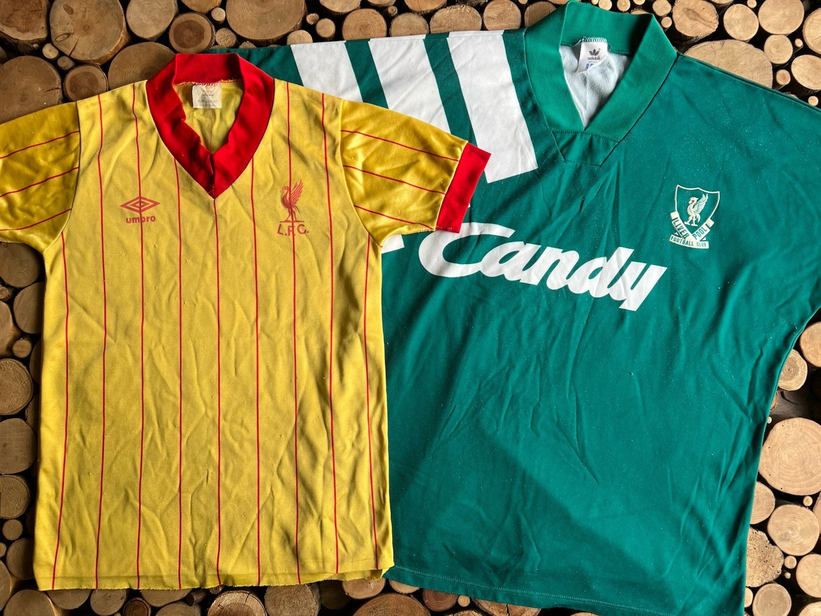 2 Vintage Liverpool FC Away Football Shirts Adidas Candy 42 44 Yellow Red Umbro for sale on Ebay