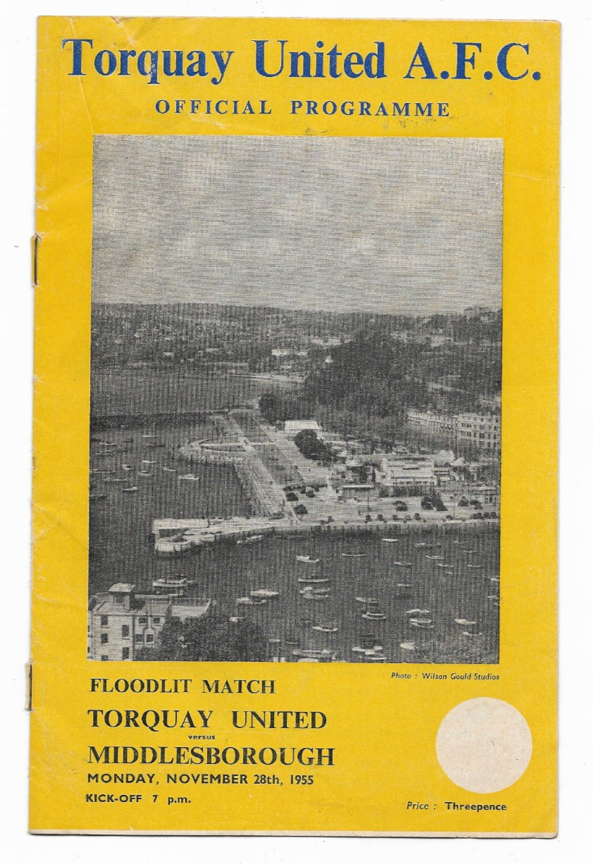 1955 Floodlit Friendly - TORQUAY UNITED v. MIDDLESBROUGH for sale on Ebay
