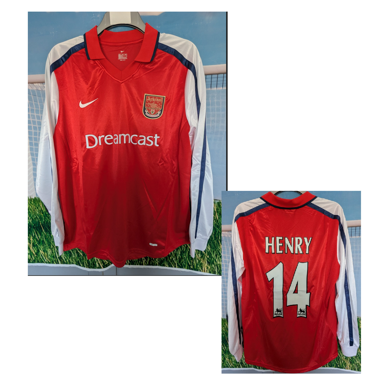 Arsenal Football Shirt 2000/2001/2002 Size LARGE Dreamcast LONG SLEEVE HENRY 14# for sale on Ebay