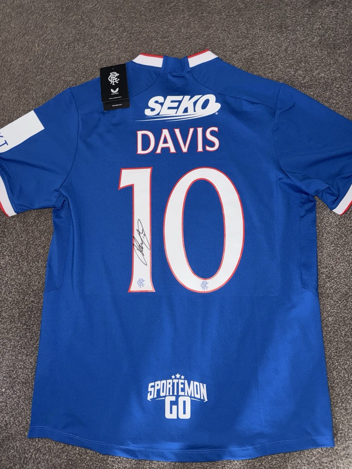 SIGNED RANGERS FC STEVEN DAVIS PLAYER ISSUE SHIRT PROOF NORTHERN IRELAND   for sale on Ebay