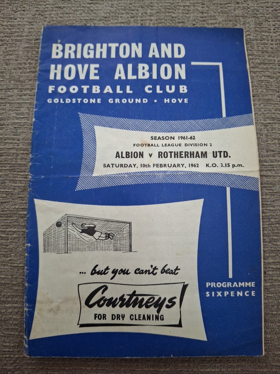 Brighton v Rotherham United programme.  10/2/1962 for sale on Ebay