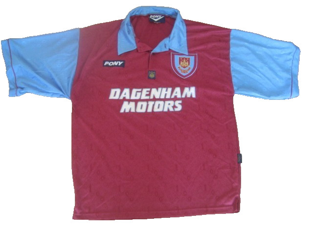 Vintage West Ham United Dagenham Motors Pony Centenary Football Shirt 1995-97 for sale on Ebay