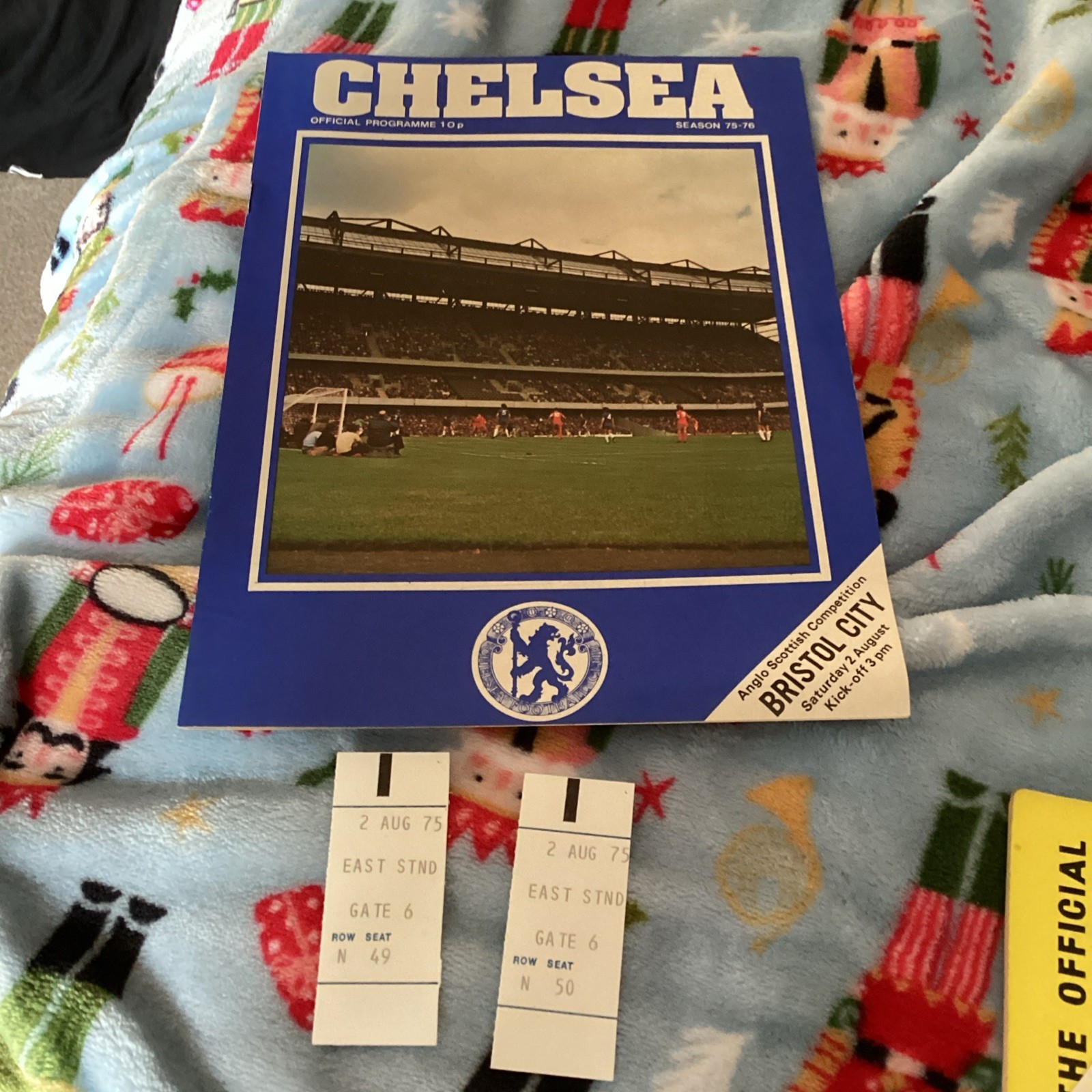 1975/6 Chelsea v Bristol City Anglo Scottish cup. Plus two rare match tickets for sale on Ebay