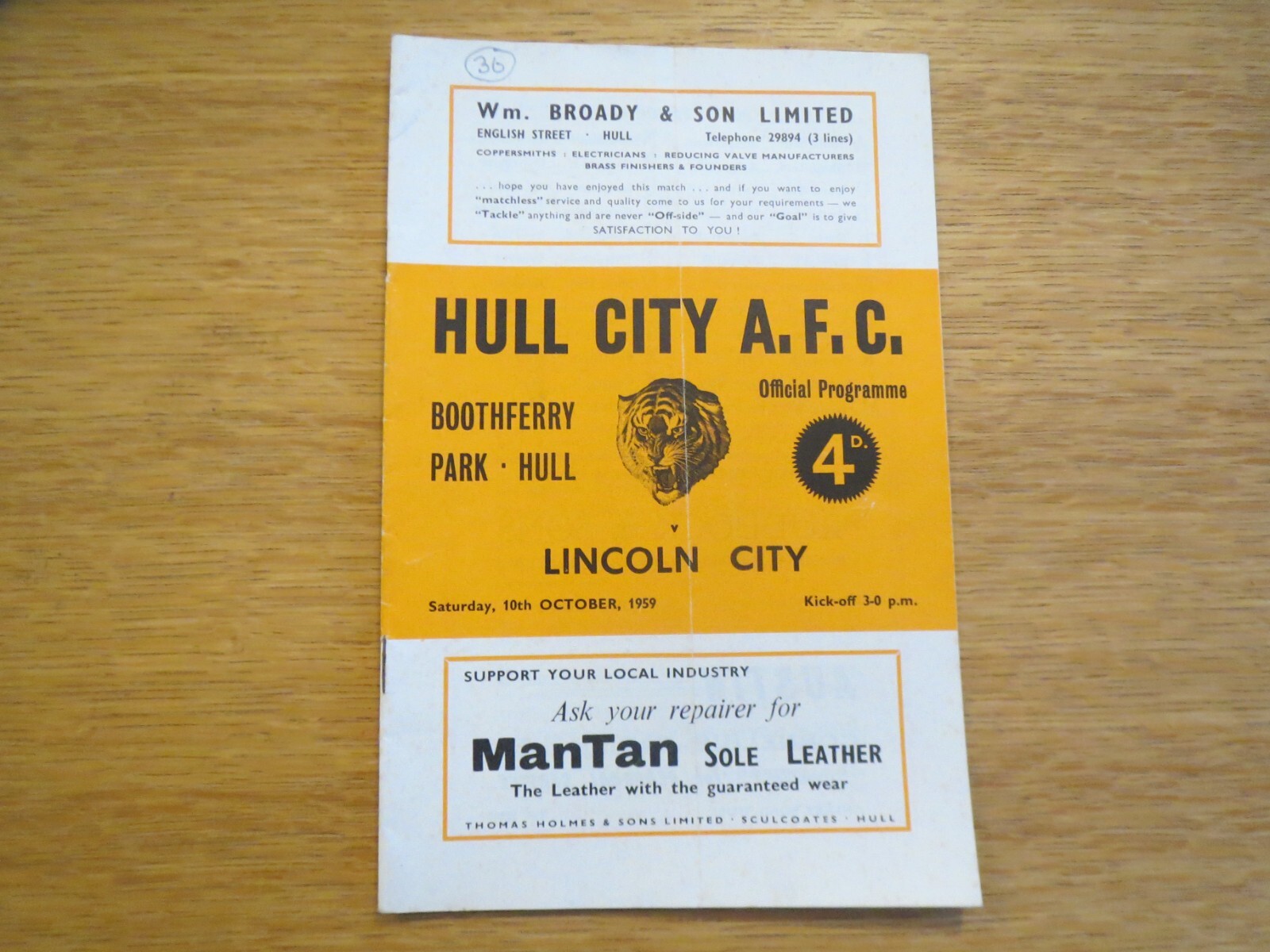 Hull City  V Lincoln City  1959/0 for sale on Ebay