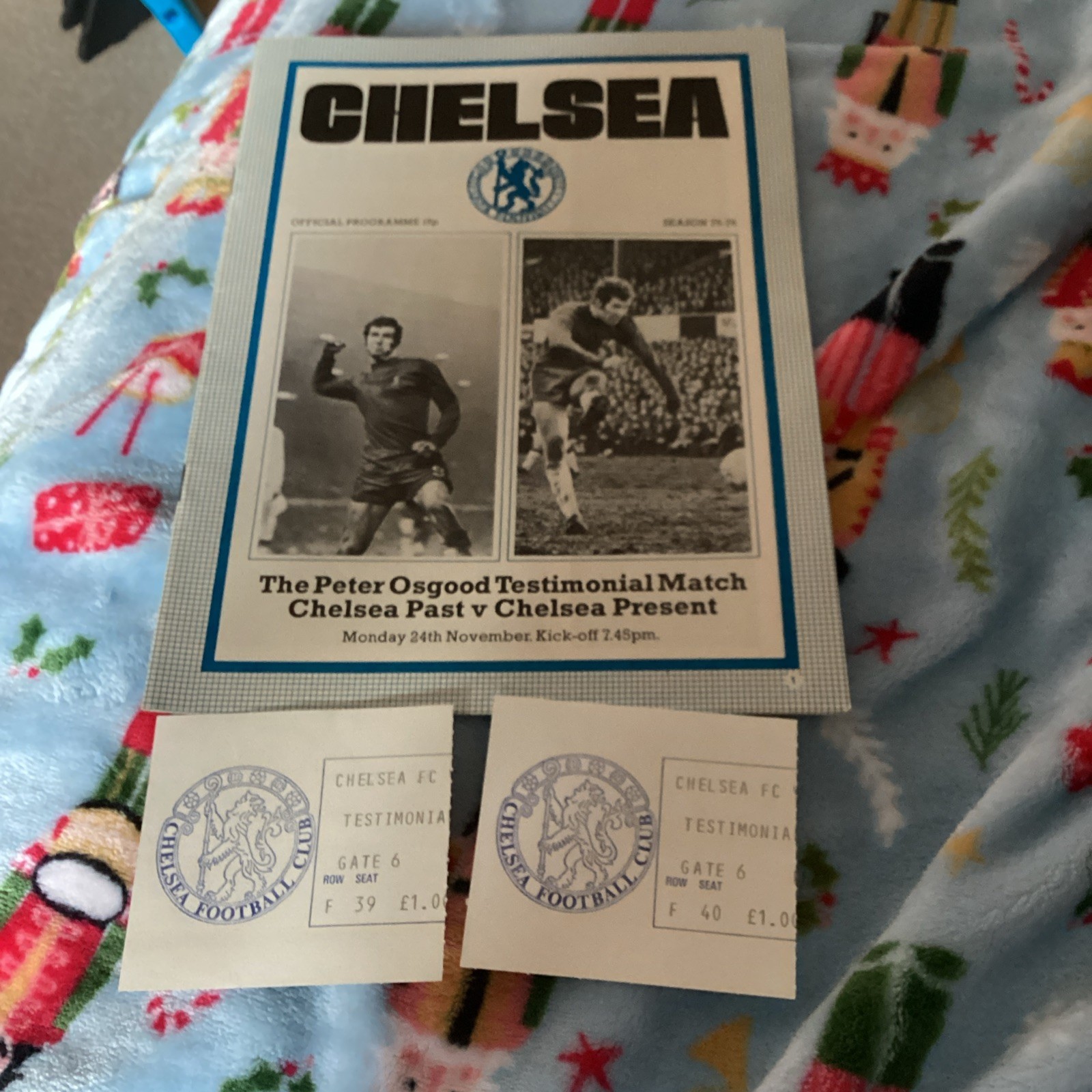 1975/76 Chelsea past v Chelsea present. Peter Osgood testimonial plus 2 tickets for sale on Ebay