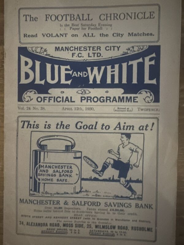 Manchster City V Birmingham Programme 1930 for sale on Ebay