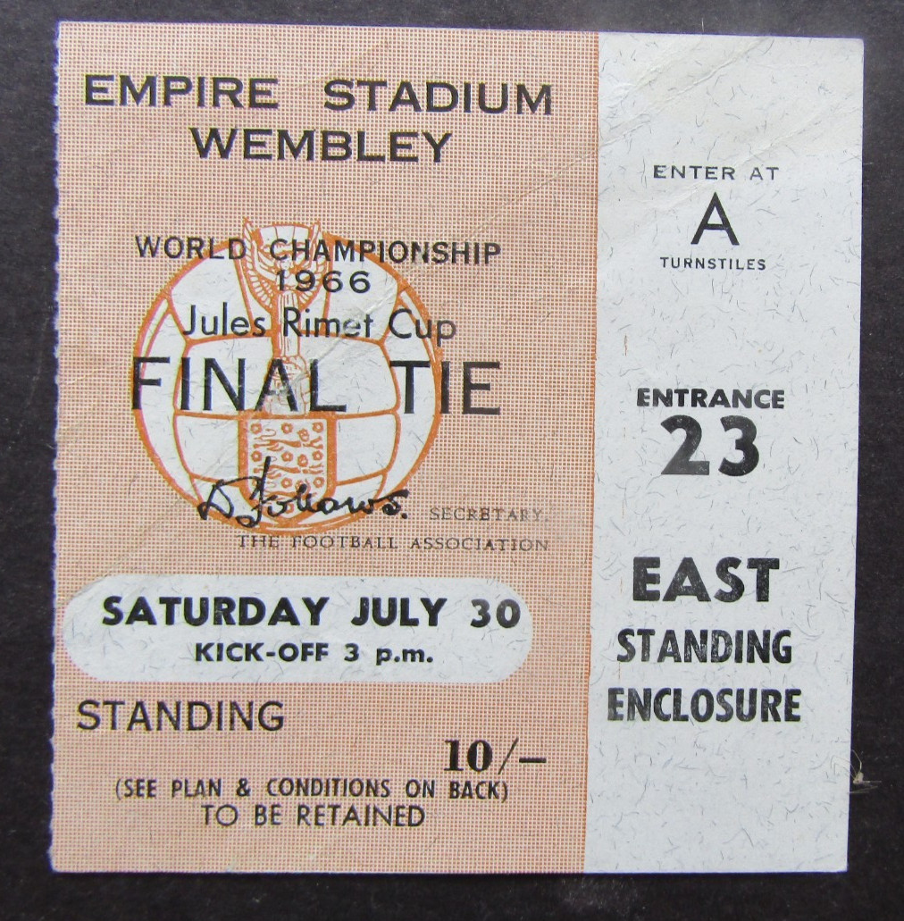 1966 WORLD CUP FINAL TICKET STUB - ENGLAND v GERMANY - A BLOCK - TURNSTILE 23 for sale on Ebay