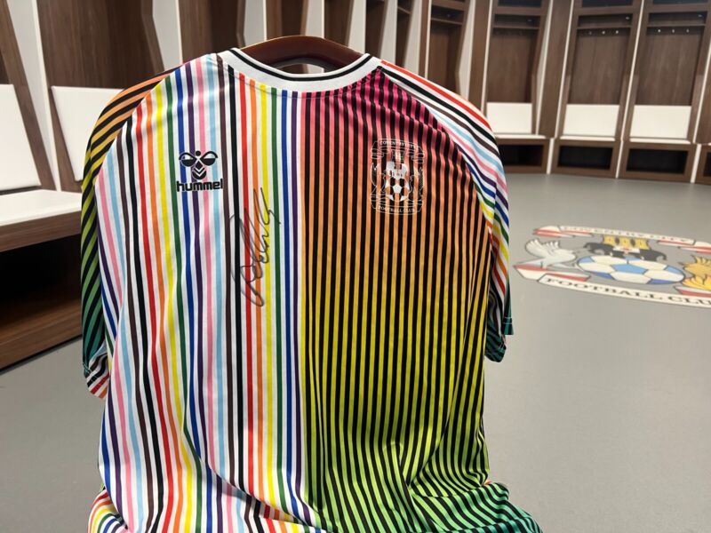 Player worn Coventry City Equality shirt, 2023-24, signed by MATTY GODDEN for sale on Ebay