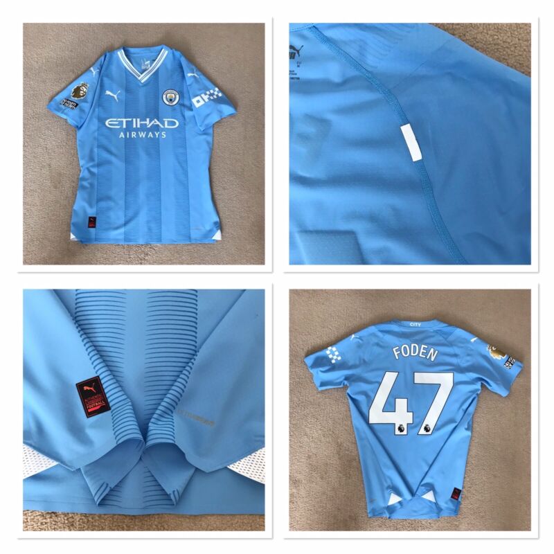 Manchester city puma ULTRAWEAVE player issue Match Worn Football Shirt M,FODEN47 for sale on Ebay