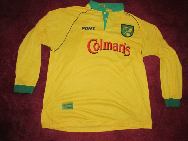 Norwich City FC Home L/S Colemans Shirt Pony 1997-99 Bruce Oldfield XL Very Rare for sale on Ebay
