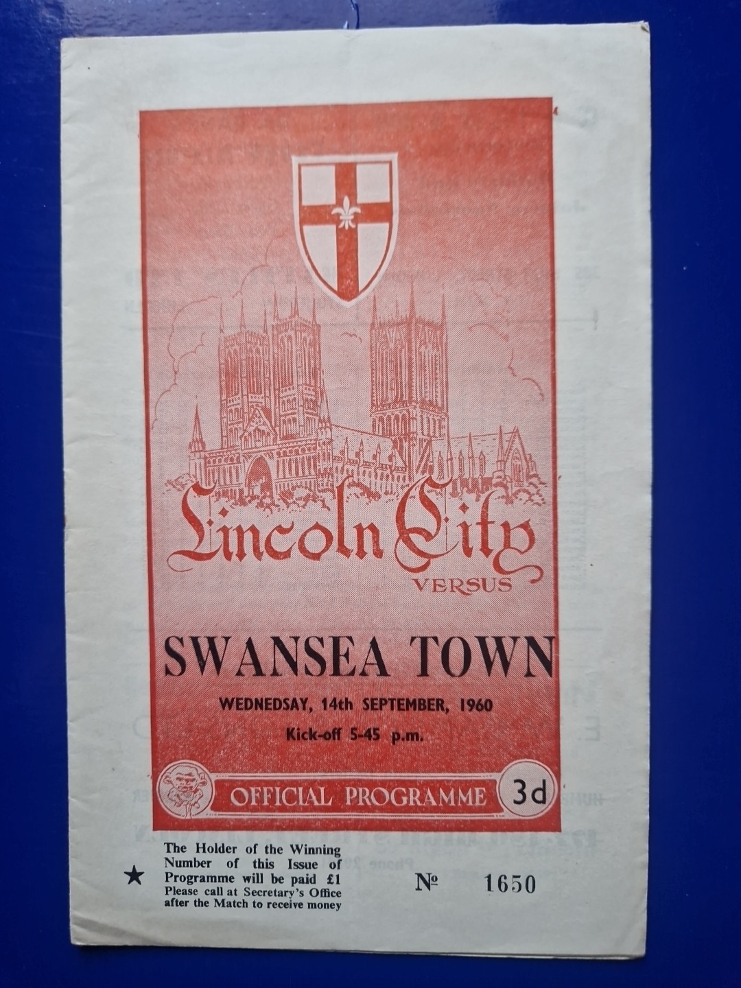 LINCOLN CITY v SWANSEA TOWN  FOOTBALL PROGRAMME for sale on Ebay