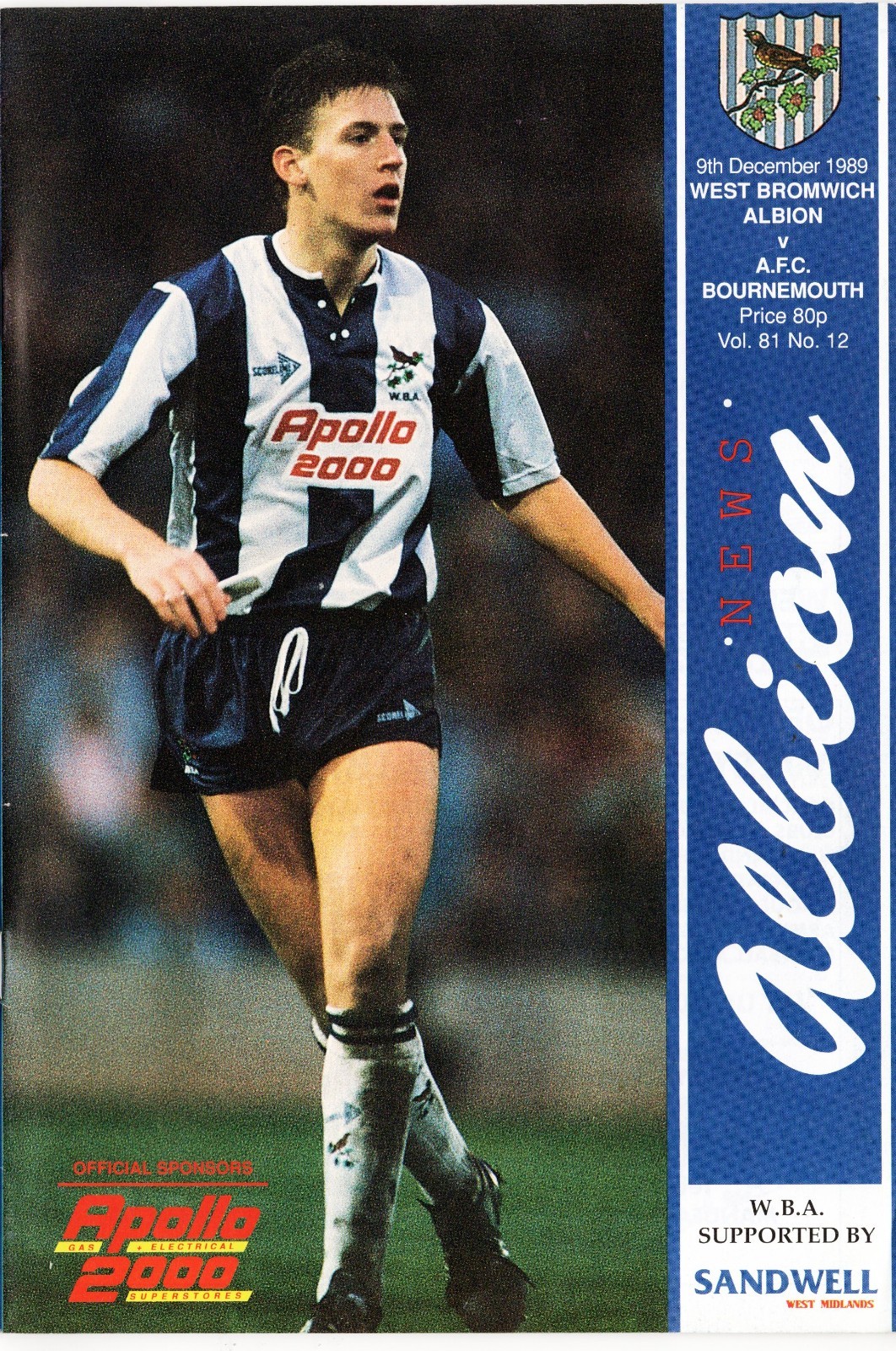West Bromwich Albion v AFC Bournemouth - Football League Div 2 - 9 December 1989 for sale on Ebay