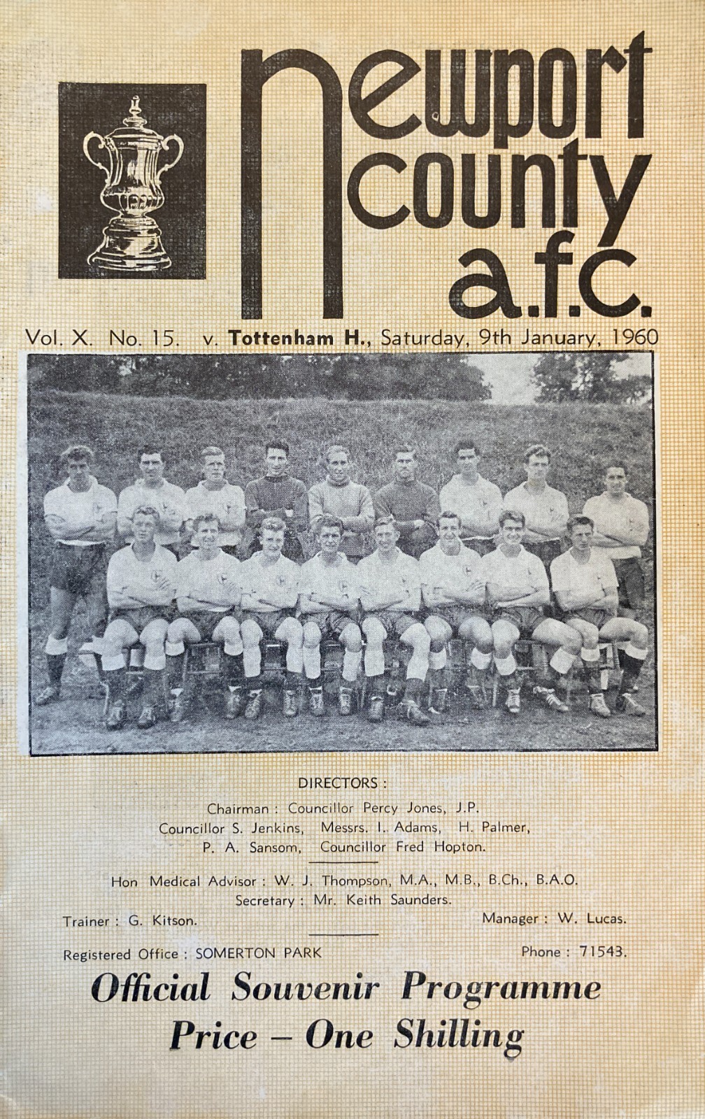 Newport County v Tottenham Hotspur F A Cup 3rd round 1959/60 for sale on Ebay