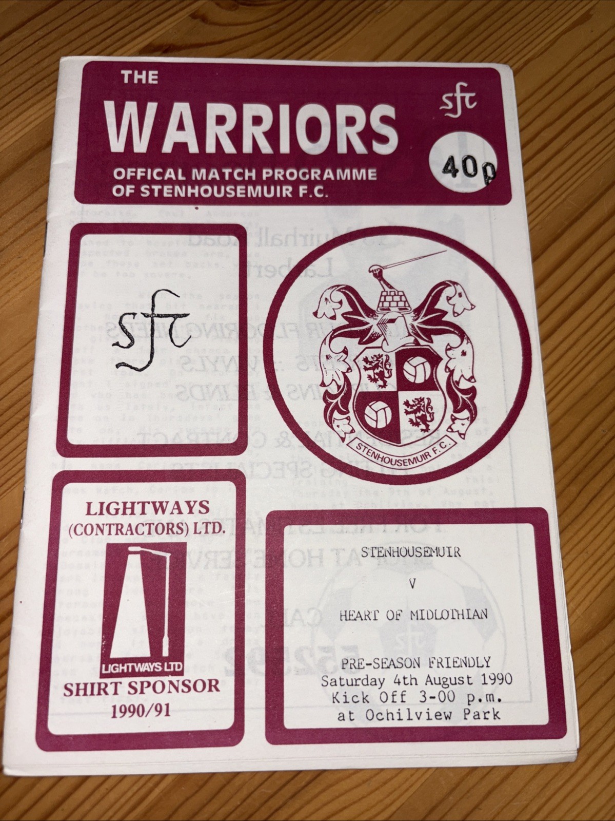 Stenhousemuir FC v. Hearts FC Friendly Match Programme: 04.08.1990 for sale on Ebay