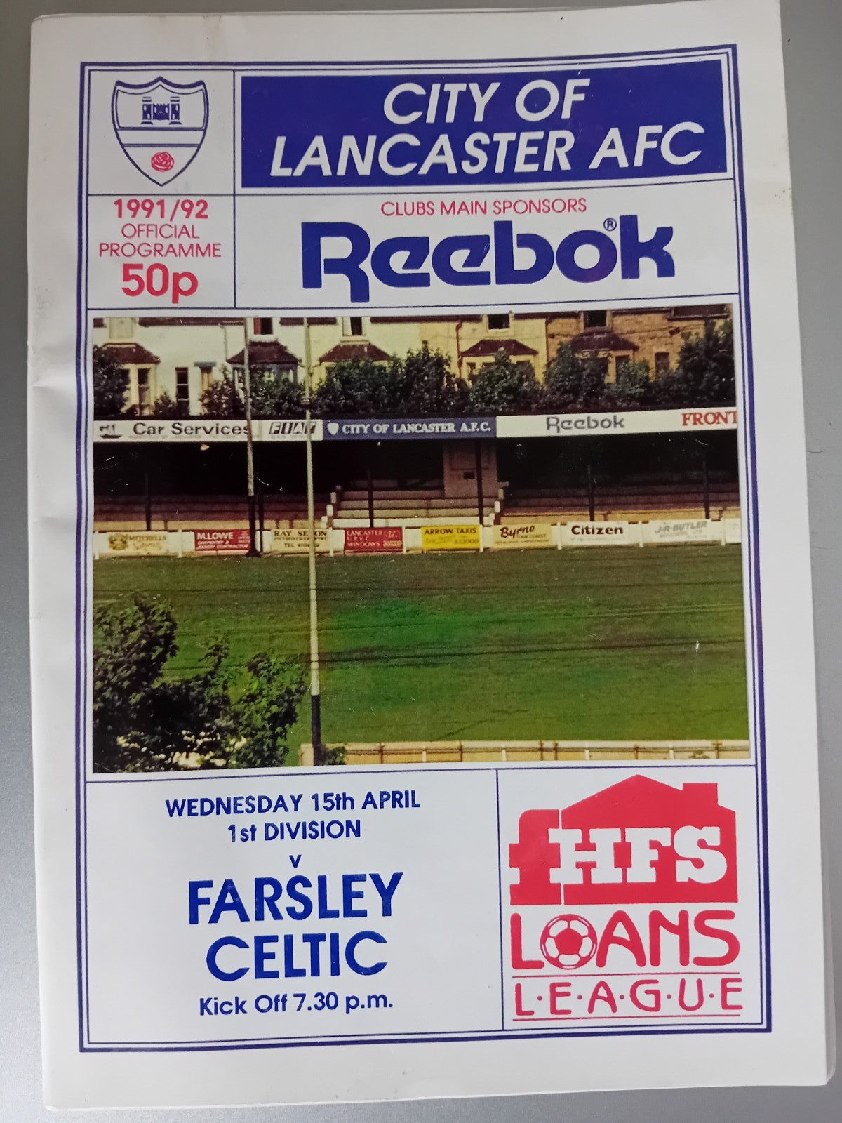 Programme City of Lancaster v Farsley Celtic 15th April 1992 for sale on Ebay