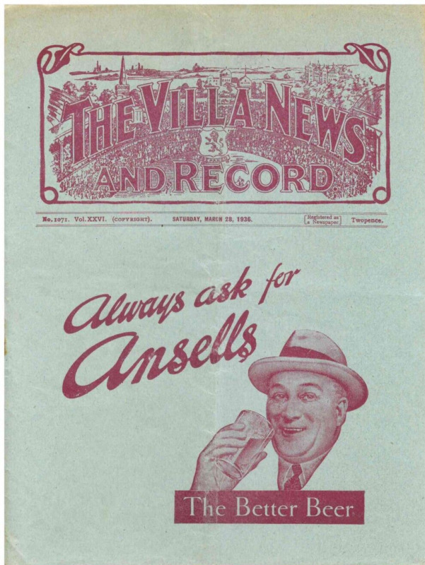 28.3.1936  ASTON VILLA v BIRMINGHAM, Excellent condition & Clean! for sale on Ebay