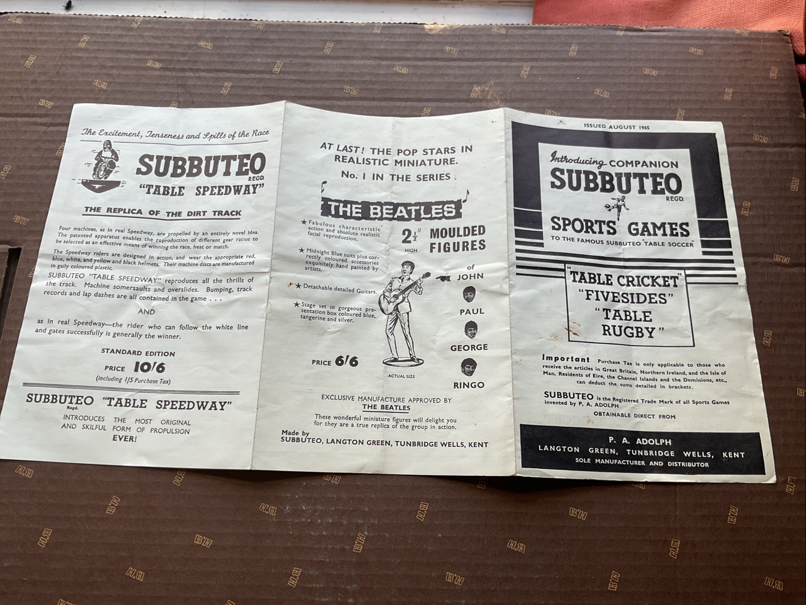 Subbuteo Beatles Last Catalogue  1965 for sale on Ebay