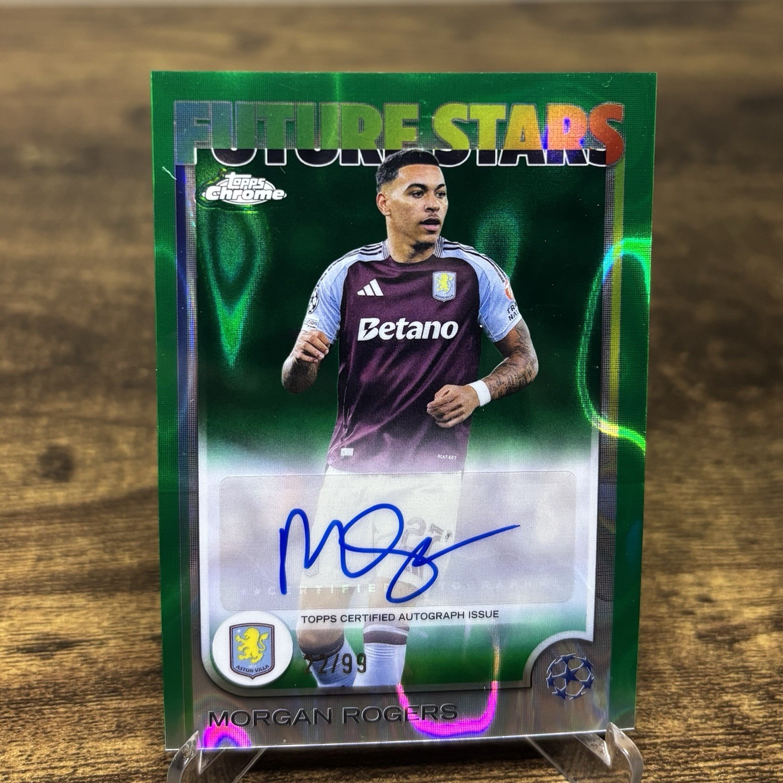 Morgan Rogers Green Lava Auto /99 - Aston Villa - Topps Chrome UCC 2024-25 for sale on Ebay