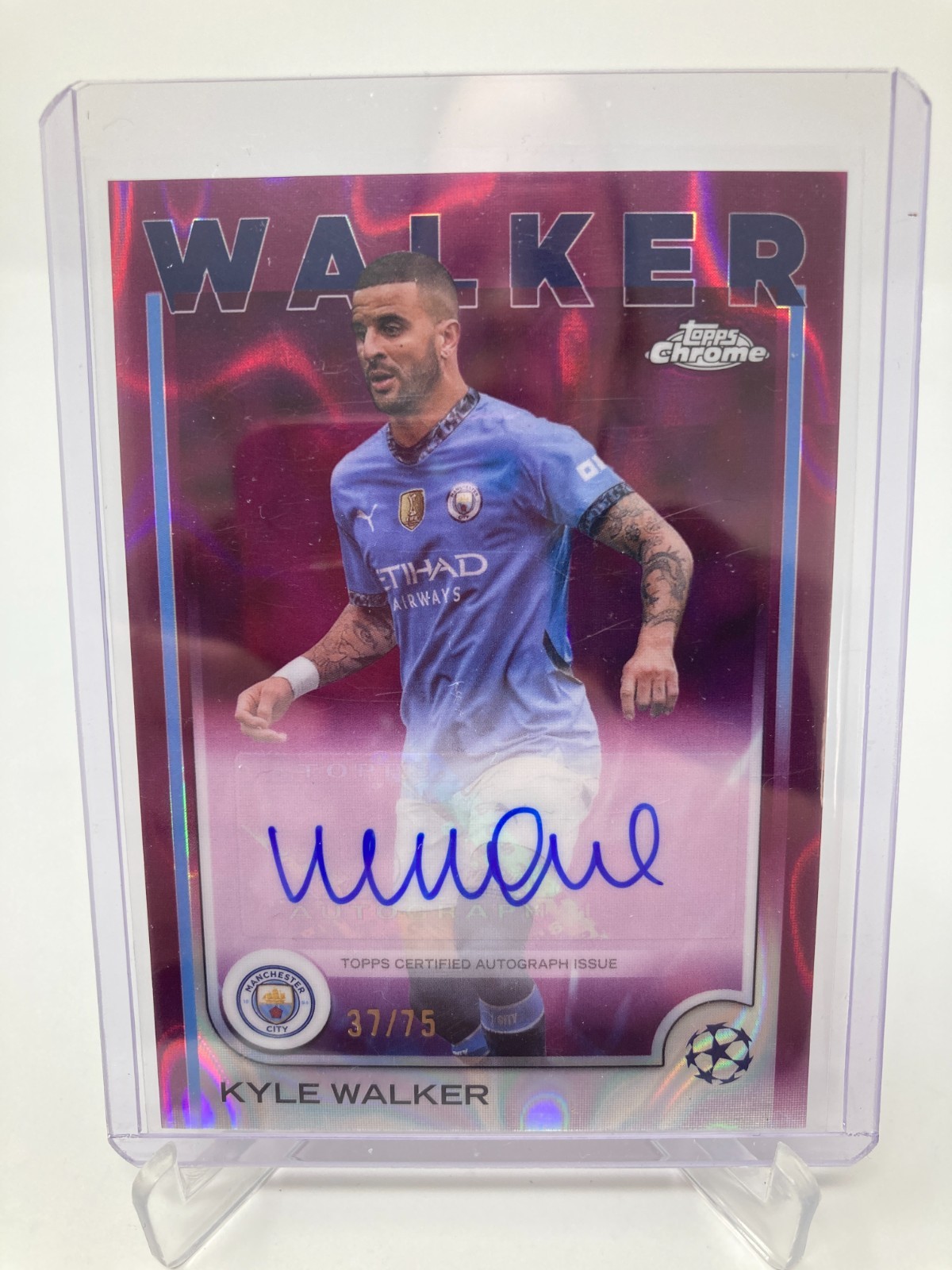 TOPPS CHROME  24/25 KYLE WALKER MANCHESTER CITY AUTO 37/75. for sale on Ebay