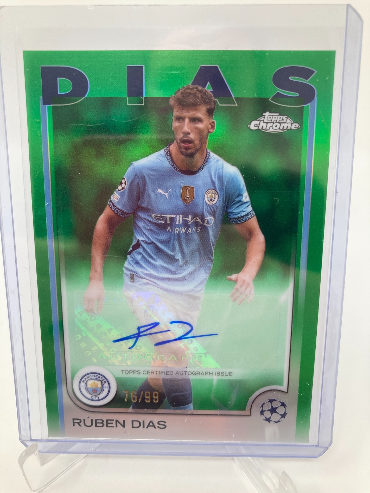 TOPPS CHROME  24/25 RUBEN DIAS MANCHESTER CITY AUTO 76/99. for sale on Ebay