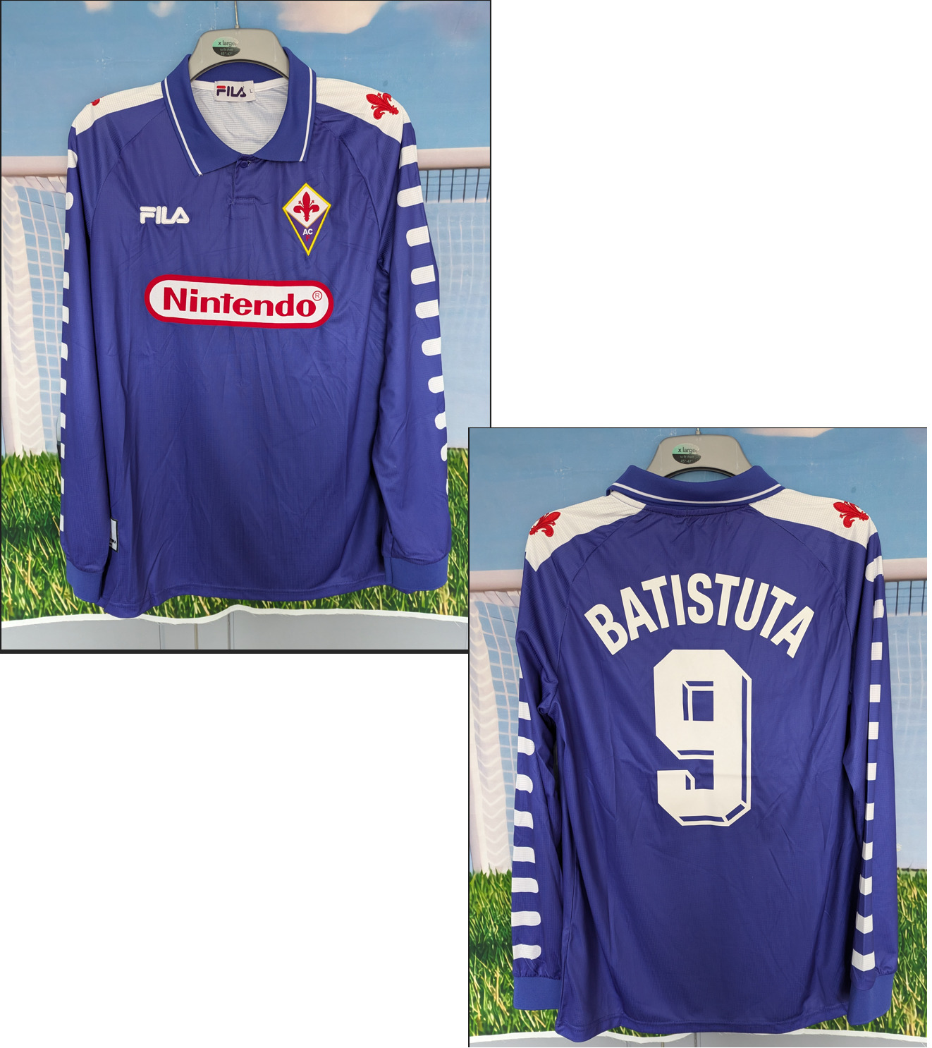 FIORENTINA Football Shirt BATISTUTA 9 1998 1999 Jersey LONG SLEEVE SIZE XL for sale on Ebay