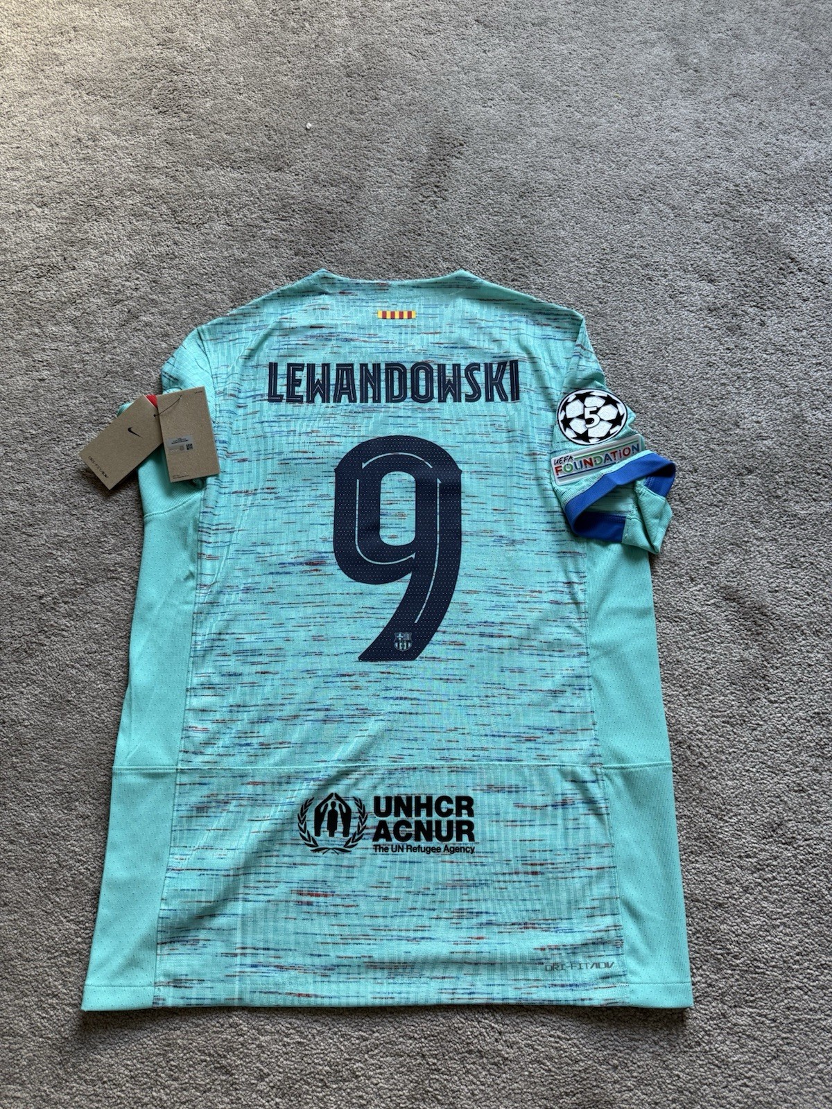 Barcelona 23/24 Player Issue Shirt BNWT LEWANDOWSKI 9 UCL for sale on Ebay