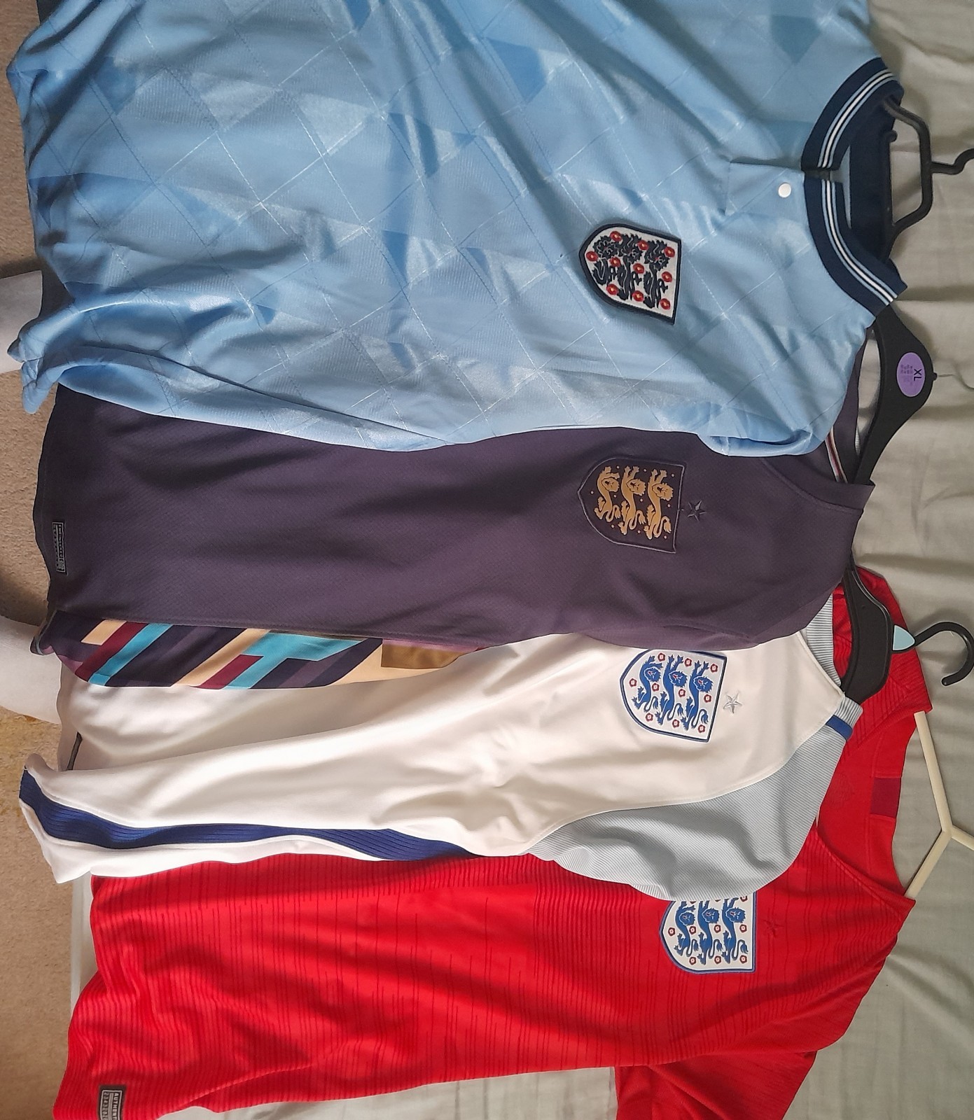 England Football Shirt Bundle. 3 In Size Large And White Shirt In Size Xlarge for sale on Ebay