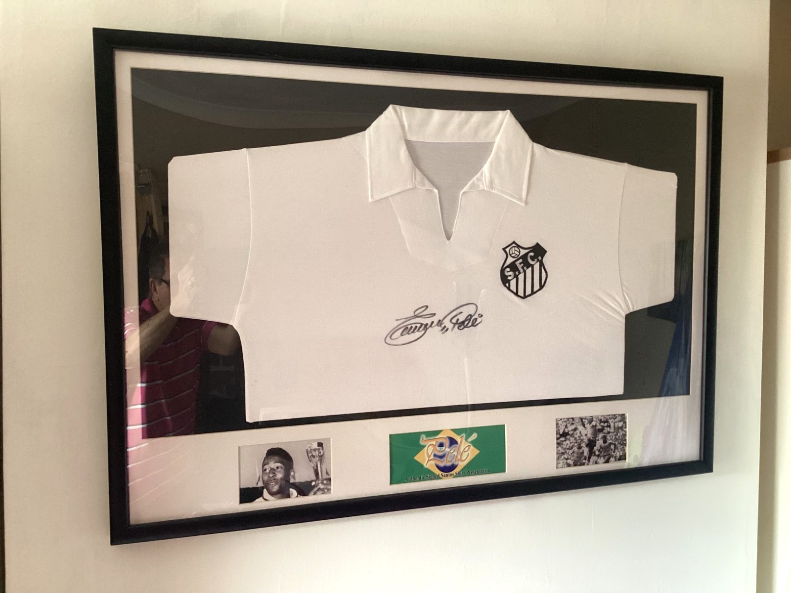 Pele Santos Shirt - Signed and framed -  comes with COA for sale on Ebay