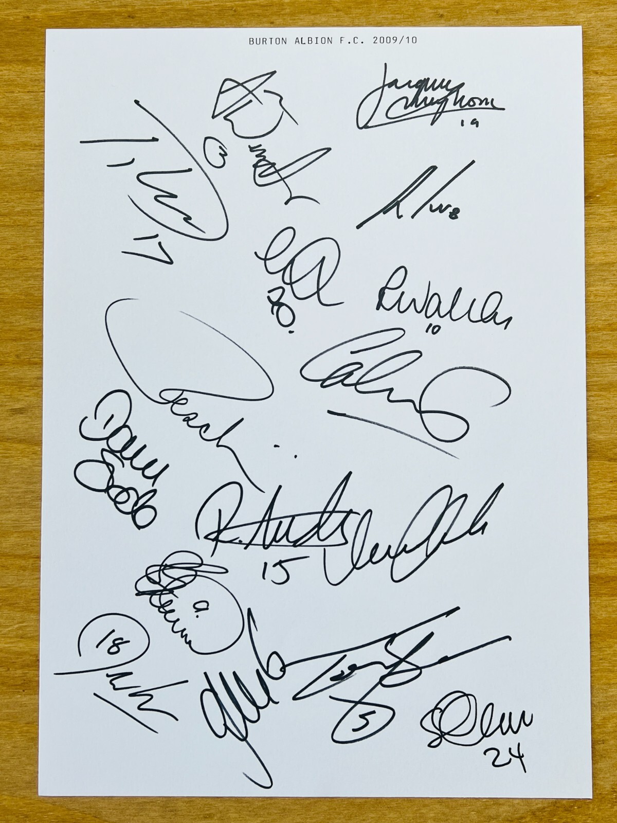 Hand Signed A4 Team Sheet - Burton Albion FC 2009/10 season - 16 signatures for sale on Ebay