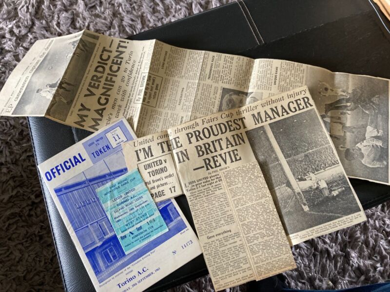 TICKET Leeds United v Torino Fairs Cup 1sr round 1965 1965/66 + programme + cutt for sale on Ebay