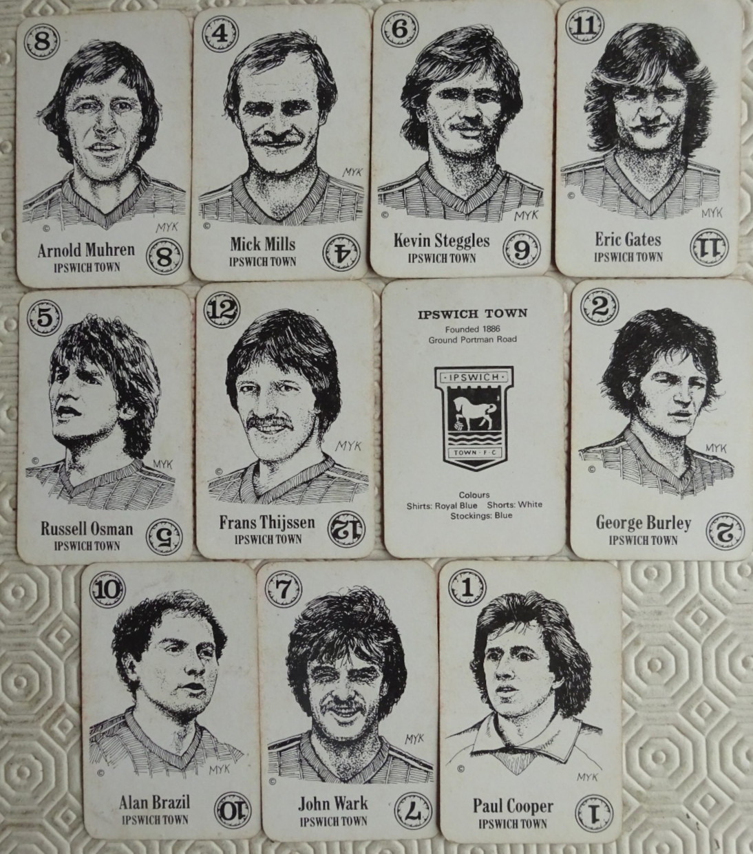 11 x Ipswich Town cards from 1970s card game for sale on Ebay
