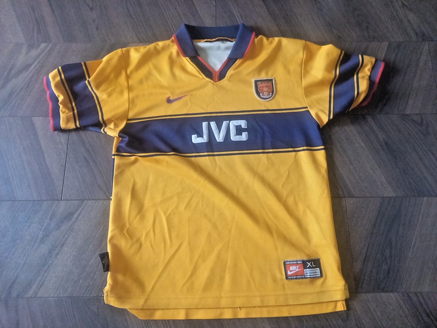 Original Nike Arsenal 1997/1999 Away Shirt  JVC Yellow insanely rare retro for sale on Ebay