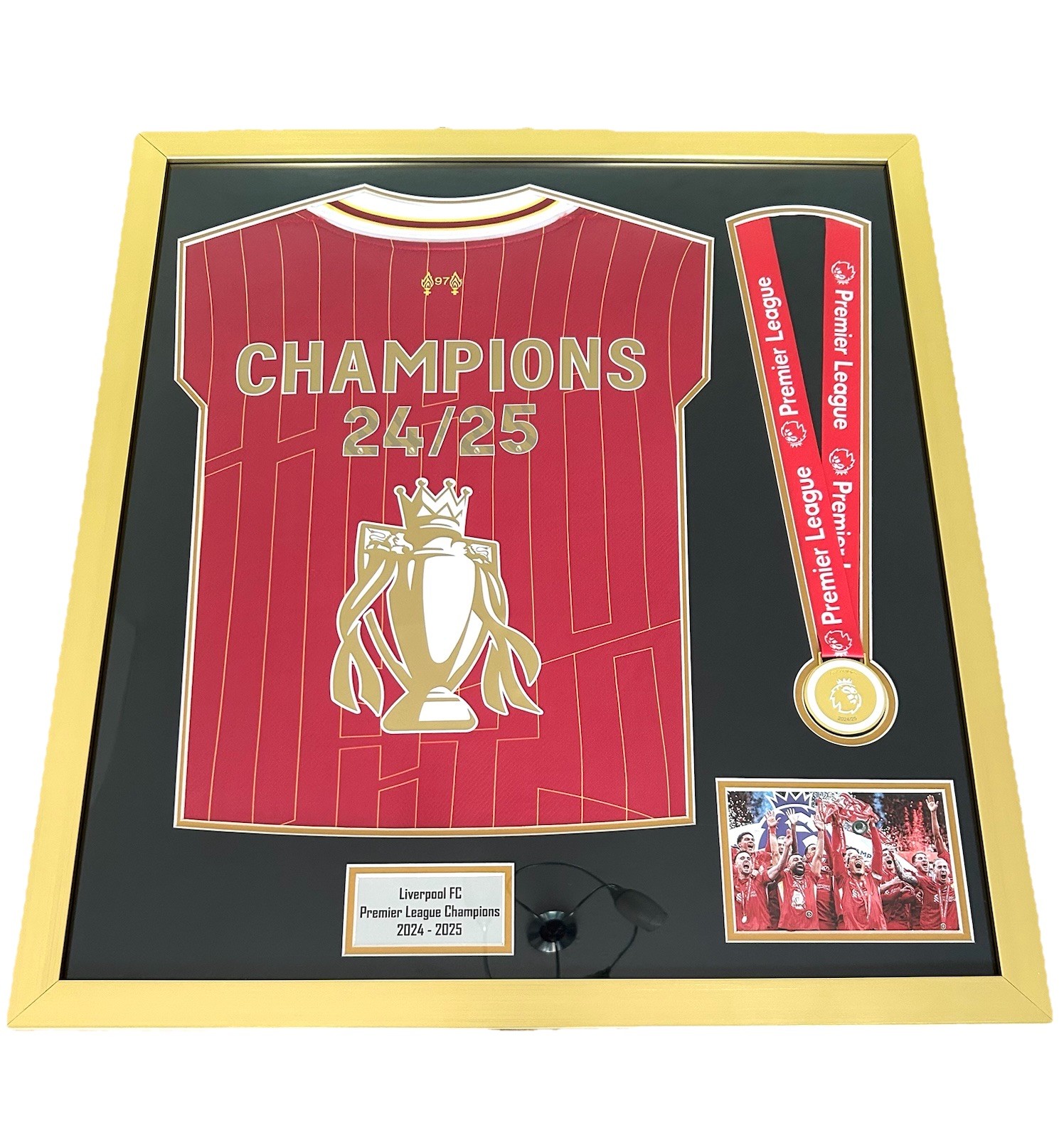 Liverpool FC Premier League Champions 2024/25 – Framed Shirt – Gold Frame for sale on Ebay