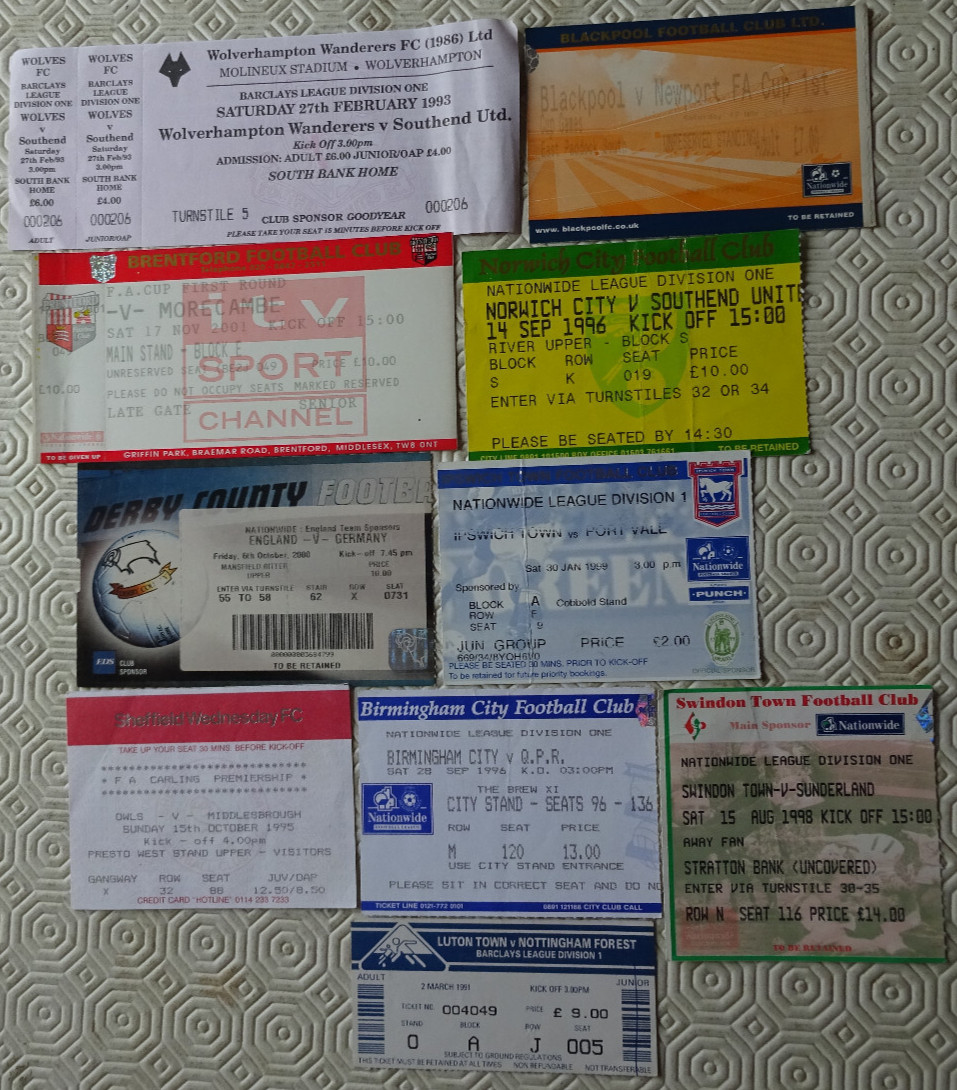 Collection of 10 x mixed football match tickets including international for sale on Ebay