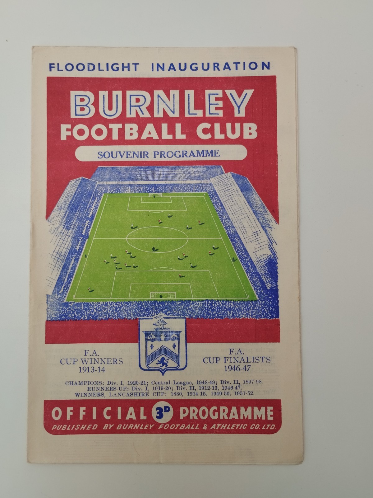 Burnley v Blackburn Rovers 1957-1958 Floodlight Inauguration Friendly for sale on Ebay