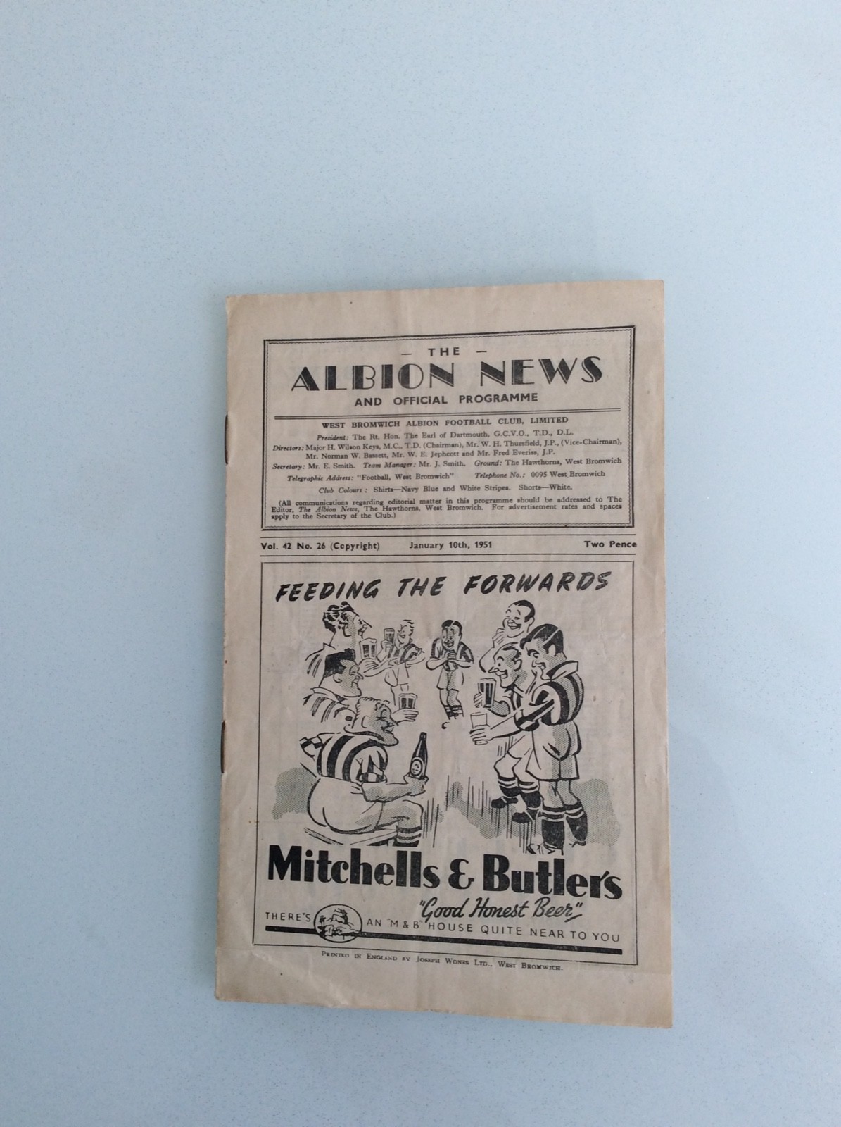 WEST BROMWICH ALBION V DERBY COUNTY 10.01.1951 FA CUP GAME for sale on Ebay