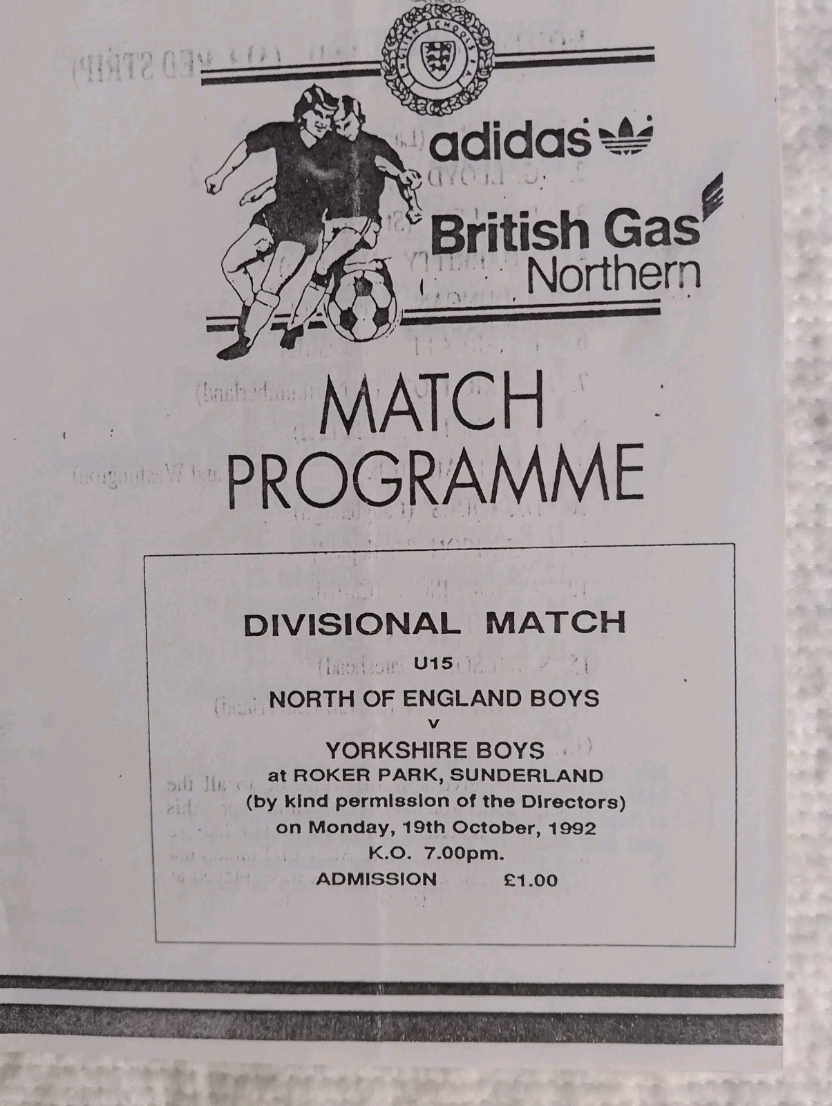 North of England Boys v Yorkshire 1992/3 Schools International Trial Football... for sale on Ebay