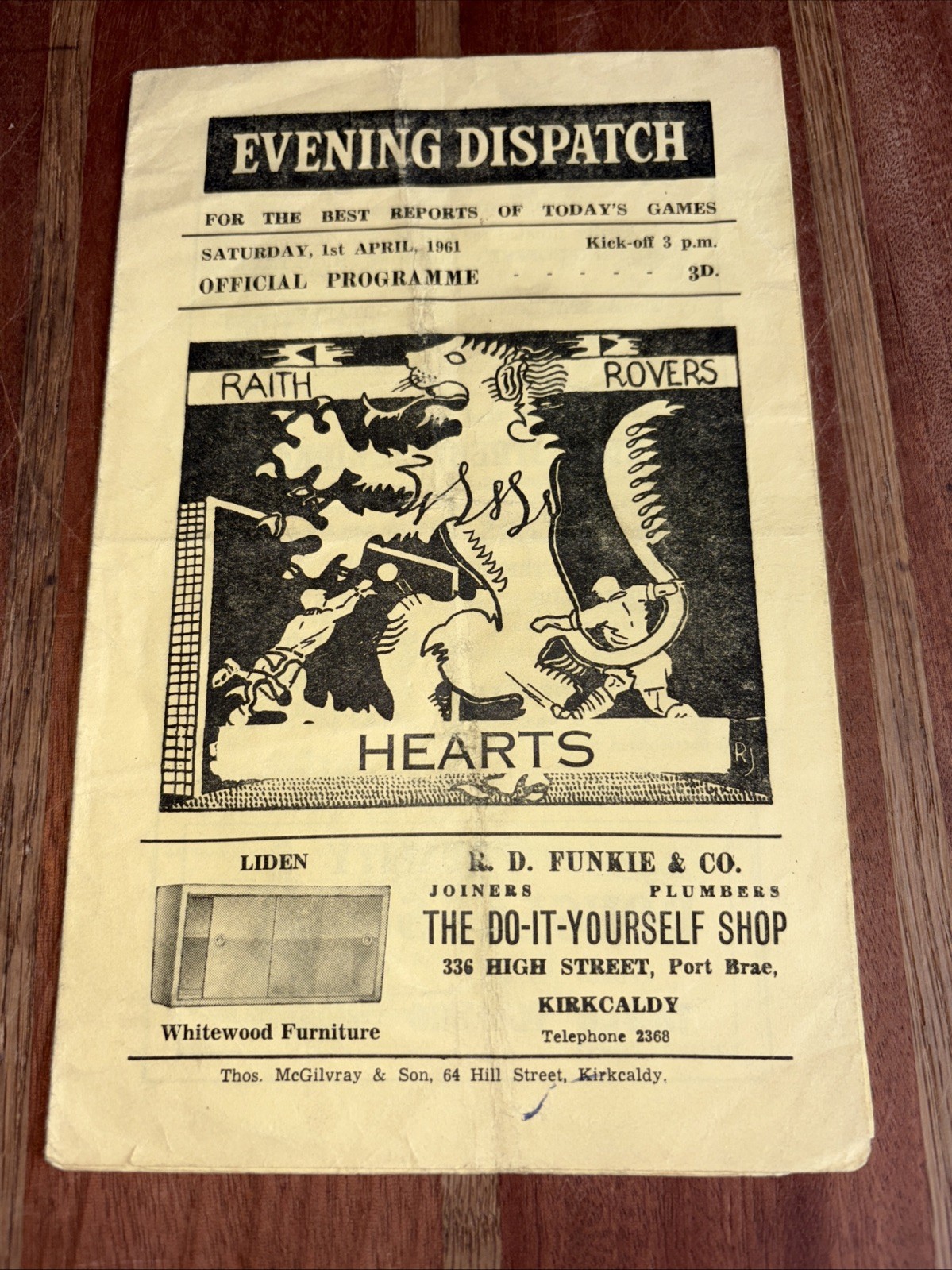 Raith Rovers FC v. Hearts FC SL Div. 1 Match Programme: 01.04.1961 for sale on Ebay