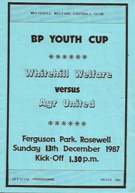 Whitehill Welfare v Ayr United BP Youth Cup 13th December 1987 for sale on Ebay