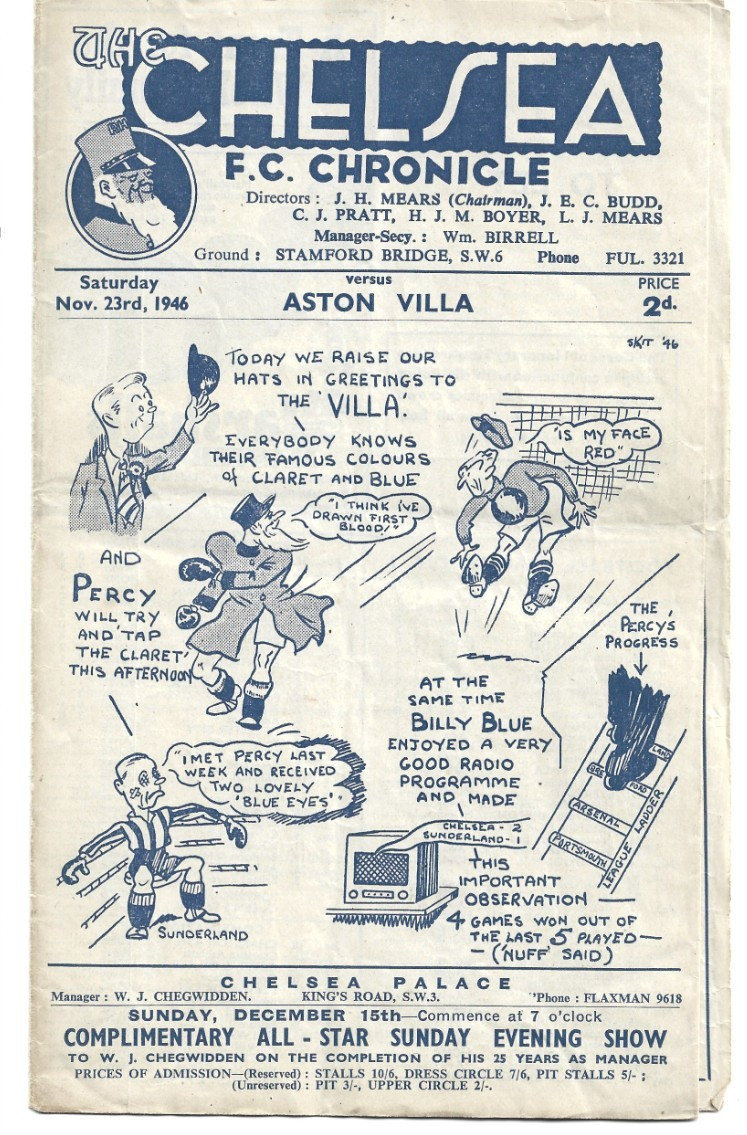 Chelsea v Aston Villa 1946 for sale on Ebay
