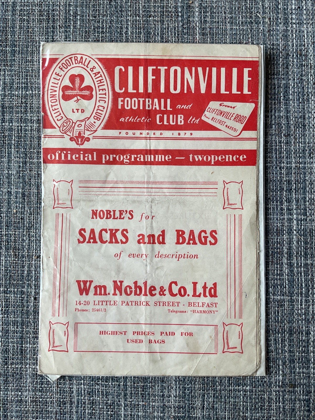 Cliftonville v Glentoran Football Programme 1957-58 - RARE - Good Condition for sale on Ebay