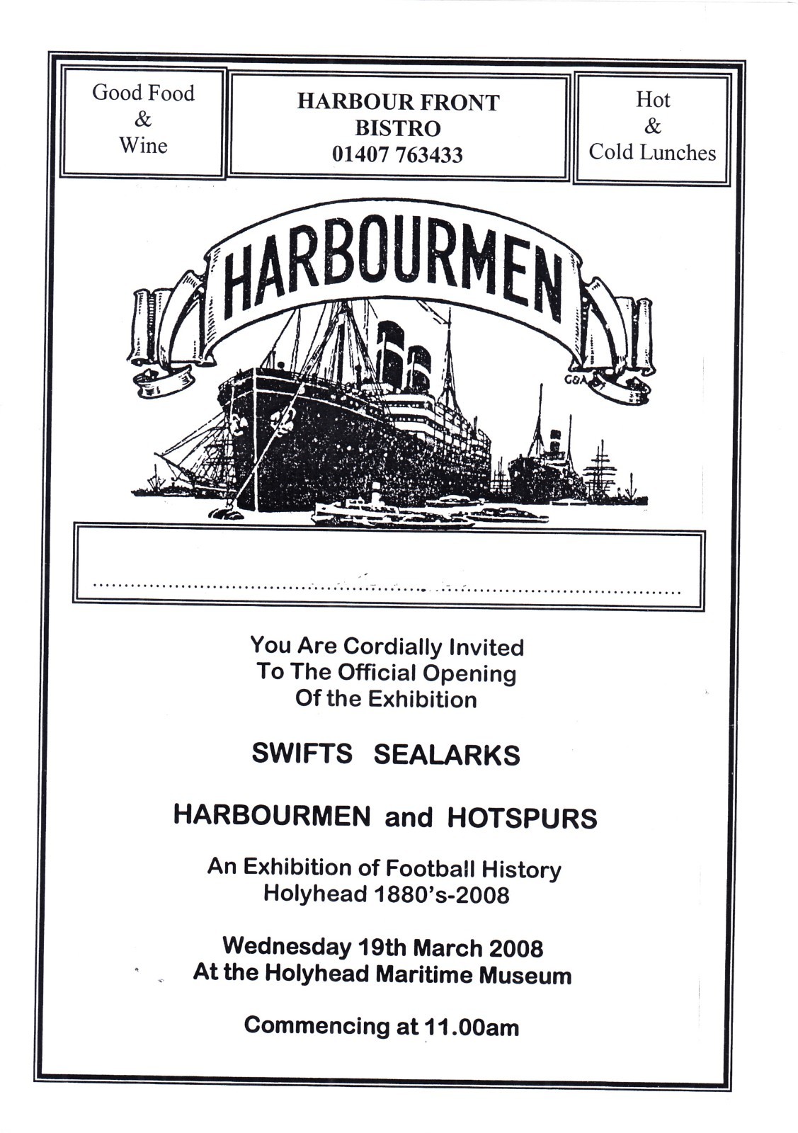 HOLYHEAD Football Exhibition, opening ceremony programme 19th March 2008 for sale on Ebay