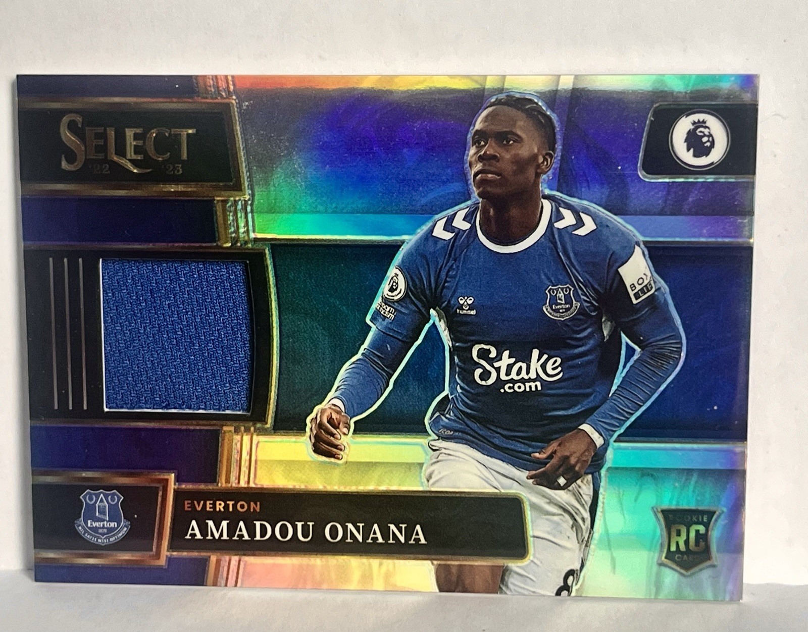 Panini Select - AMADOU ONANA PATCH - Everton Fc - RC - Panini Prizm 🔥 for sale on Ebay