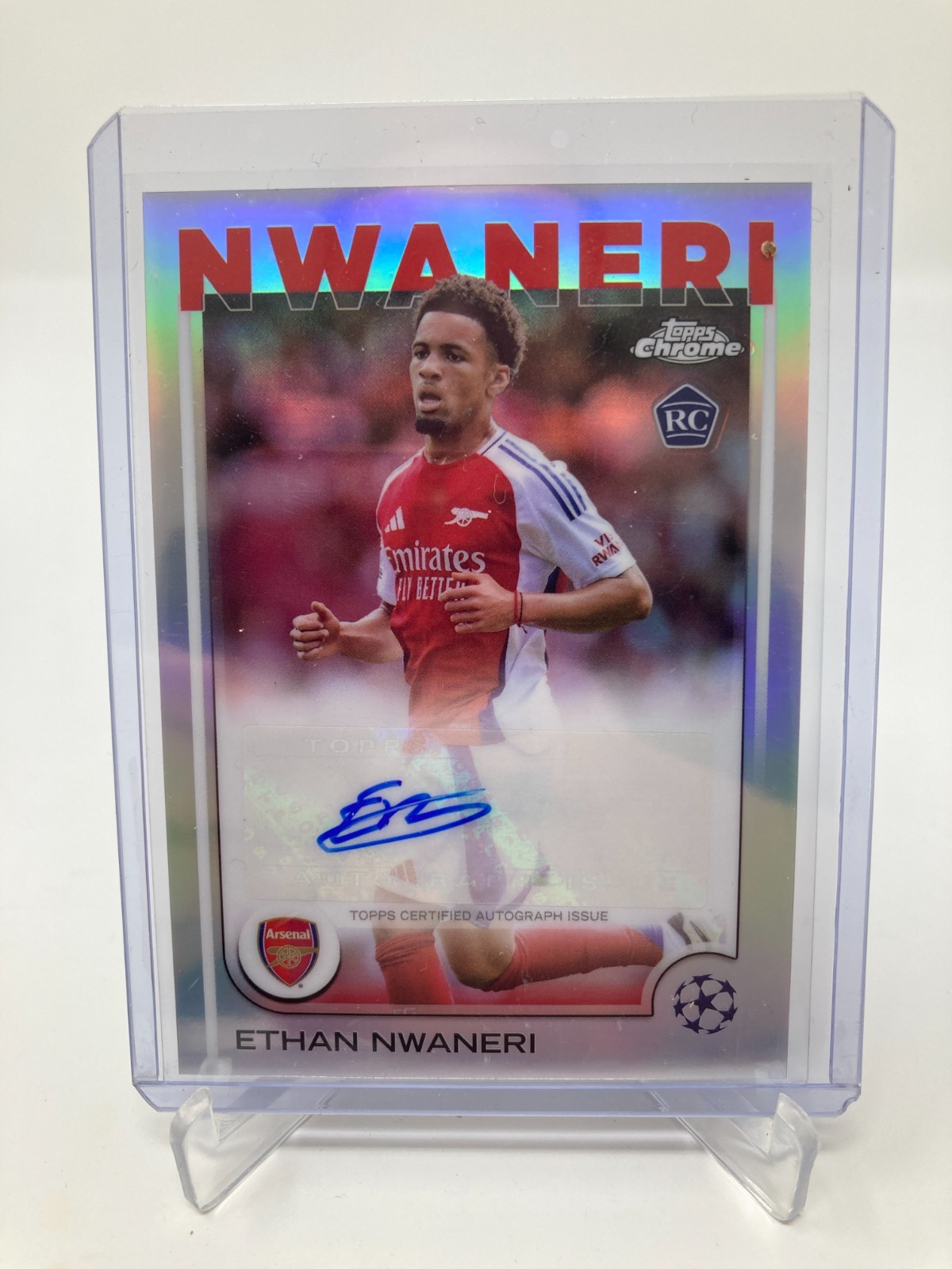 TOPPS CHROME  24/25 ETHAN NWANERI ARSENAL AUTO BASE. for sale on Ebay